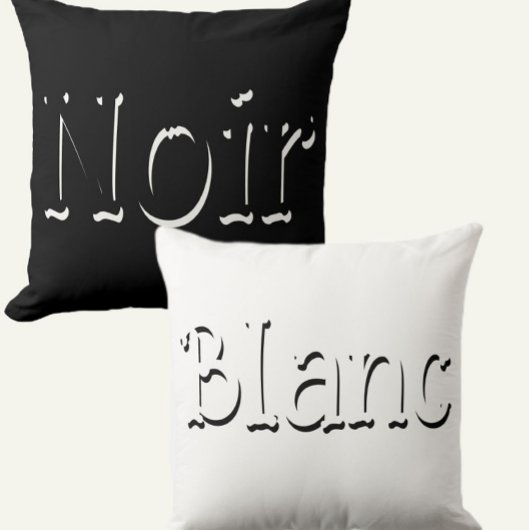 Vintage Noir & Blanc Script black & white クッション