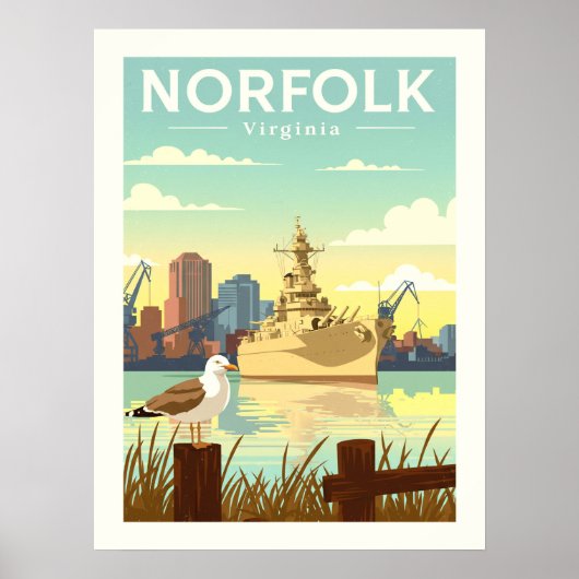 Vintage Norfolk Virginia ポスター (正面)