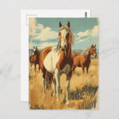 Vintage North America Wildhorses  ポストカード (正面/裏面)