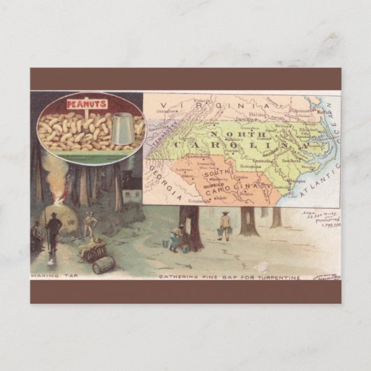 Vintage North Carolina Map ポストカード (正面)