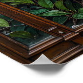 Vintage Nouveau Revival Peacock Window ポスター (角)