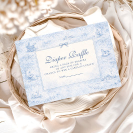 Vintage Nursery Toile Baby Shower Diapper Raffle エンクロージャーカード