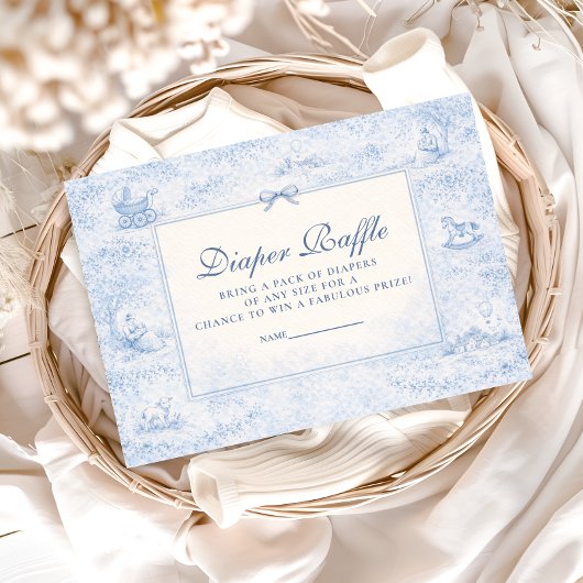 Vintage Nursery Toile Baby Shower Diapper Raffle エンクロージャーカード