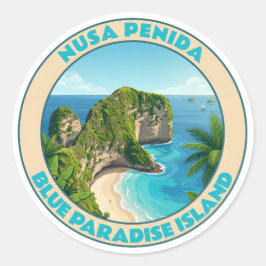 Vintage Nusa Penida Bali Kelingking Beach Travel ラウンドシール