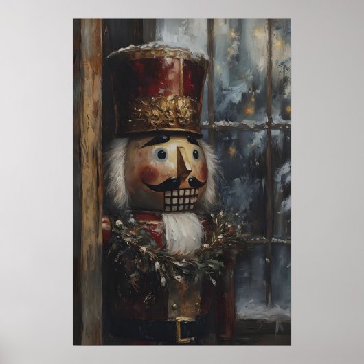 Vintage Nutcracker Art Printable Rustic Christmas ポスター (正面)