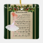 Vintage Nutcracker Sheet Music and Ballerina セラミックオーナメント<br><div class="desc">This beautiful ballet Christmas ornament design features a vintage the nutcracker sheet music design with string lights and a red haired ballerina wearing a pale pink tutu.  Personalize the back with a name and year!</div>