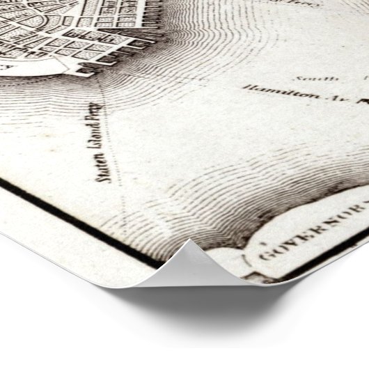 Vintage NYC Map City Skyline  ポスター (角)