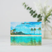 Vintage Oahu Hawaii Travel Island Paradise ポストカード (スタンド正面)