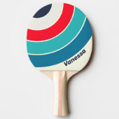 Vintage Ocean Circle Stripe with Name 卓球ラケット (裏面)