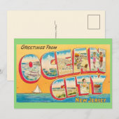 Vintage Ocean City NJ 5x7 Big Postcard サンキューカード (正面/裏面)