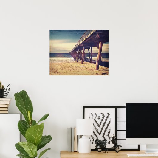 Vintage Ocean Pier ポスター (ホームオフィス)