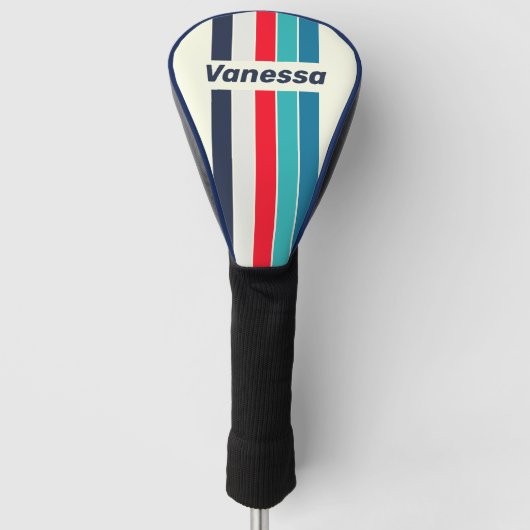 Vintage Ocean Pin Striped with Name ゴルフヘッドカバー (正面)