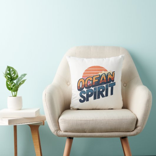 Vintage "Ocean Spirit" Beach Vibe クッション (椅子)