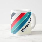 Vintage Ocean Stripes with Name ジャンボコーヒーマグカップ (正面右)