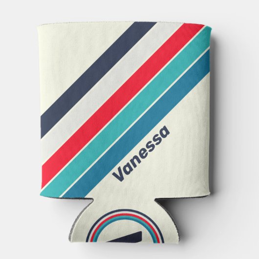 Vintage Ocean Stripes with Name 缶クーラー (裏面)