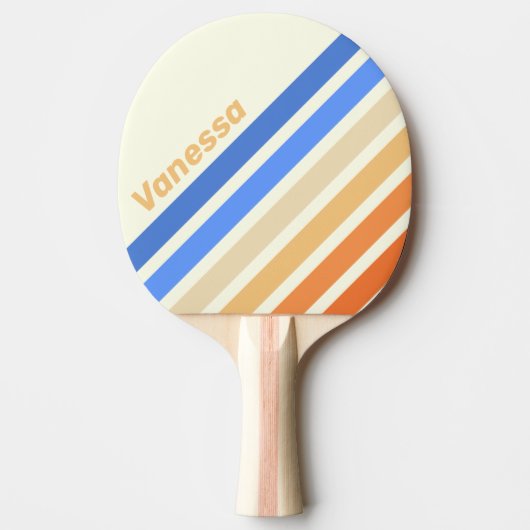 Vintage Ocean Sun Angled Striping with Name 卓球ラケット (正面)