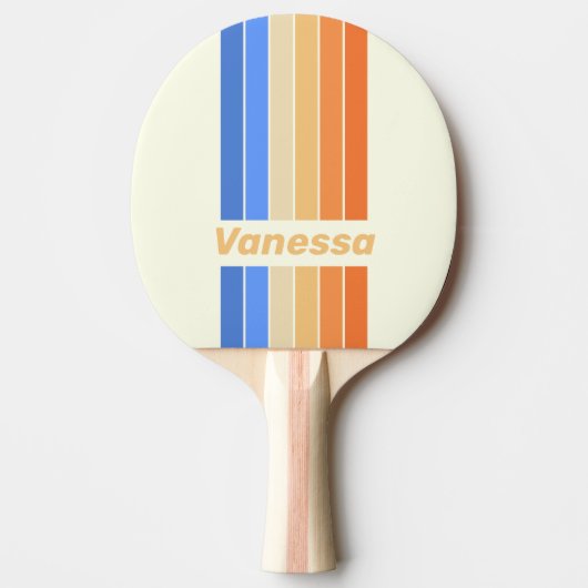 Vintage Ocean Sun Pin Stripes with Name 卓球ラケット (正面)