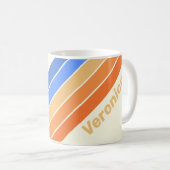 Vintage Ocean Sun Stripes with Name コーヒーマグカップ (正面右)