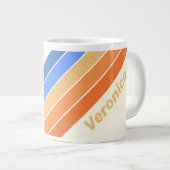 Vintage Ocean Sun Stripes with Name ジャンボコーヒーマグカップ (正面右)