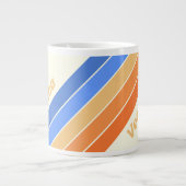 Vintage Ocean Sun Stripes with Name ジャンボコーヒーマグカップ (正面)