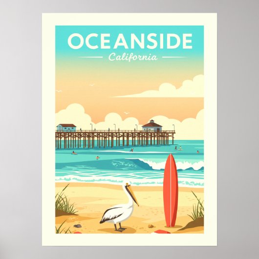 Vintage Oceanside California ポスター (正面)