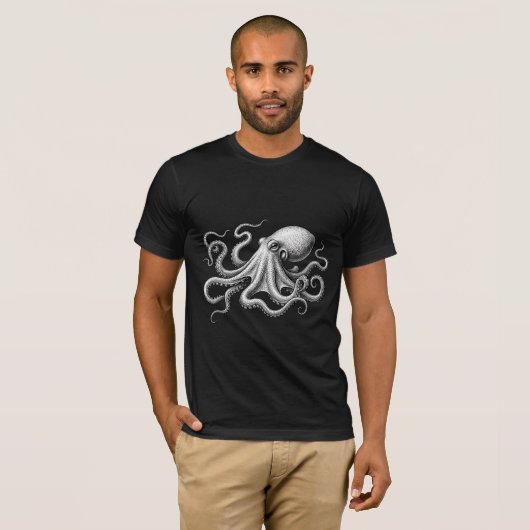 Vintage Octopus Nautical Fantasy Art Tシャツ (正面フル)