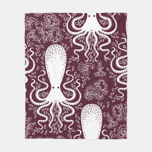 vintage Octopus pattern. フリースブランケット (正面)
