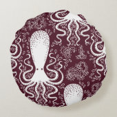 vintage Octopus pattern. ラウンドクッション (裏面)