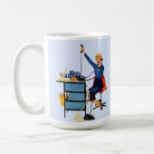 Vintage Office Retro Working Woman Art コーヒーマグカップ (左)