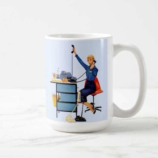 Vintage Office Retro Working Woman Art コーヒーマグカップ (右)