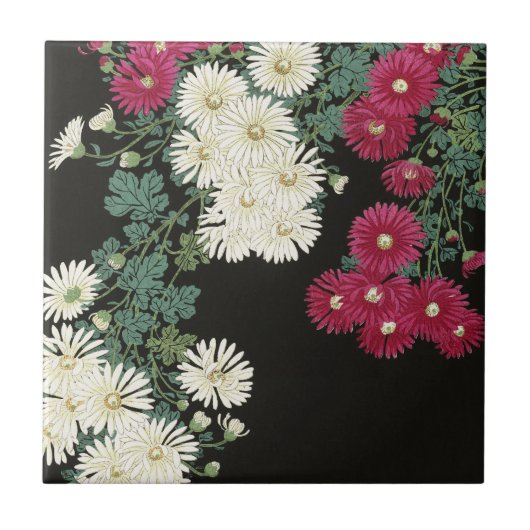 Vintage Ohara Koson Chrysanthemum Art タイル (正面)