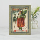 Vintage Old Father Christmas in Snow シーズンカード (スタンド正面)