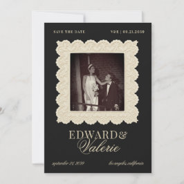 Vintage Old Money 2 Photo Lace Wedding セーブザデート