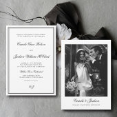 Vintage Old Money Black and White Wedding  招待状