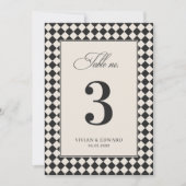 Vintage Old Money Checkered Wedding Table Number 招待状 (正面)