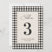 Vintage Old Money Checkered Wedding Table Number 招待状 (裏面)