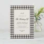 Vintage Old Money Preppy Checkered Photo Wedding 招待状 (スタンド正面)