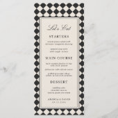 Vintage Old Money Preppy Checkered Retro Wedding メニュー (正面)