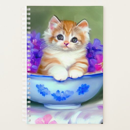 Vintage Orange and White Kitten Illustration プランナー手帳 (正面)
