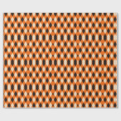 Vintage Orange Black Argyle Pattern ラッピングペーパー (フラット)