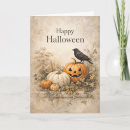Vintage Orange Pumpkins Halloween カード