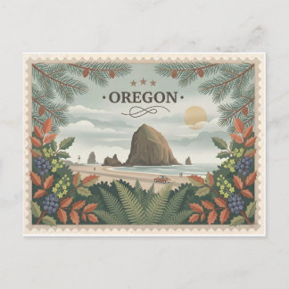 Vintage Oregon State Travel Cannon Beach Haystack  ポストカード