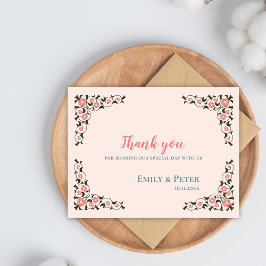 Vintage Oriental Border Frame Wedding Thank You ポストカード