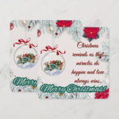 Vintage Ornament & Poinsettia Christmas シーズンカード (正面/裏面)