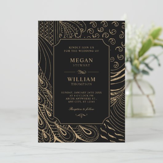 Vintage ornament wedding  招待状 (スタンド正面)