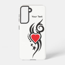 Vintage Ornamental Heart with Floral Tattoo Art Samsung Galaxy S21ケース