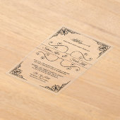 Vintage Ornate Islamic Muslim Wedding アクリル招待状 (レイダウン)