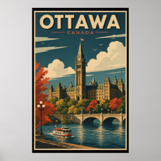 Vintage Ottawa Canada Travel ポスター