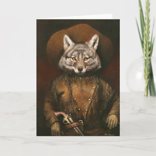 Vintage Outlaw Coyote Greetings Card カード (正面)