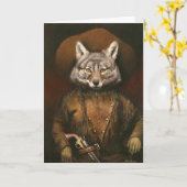 Vintage Outlaw Coyote Greetings Card カード (黄色い花)